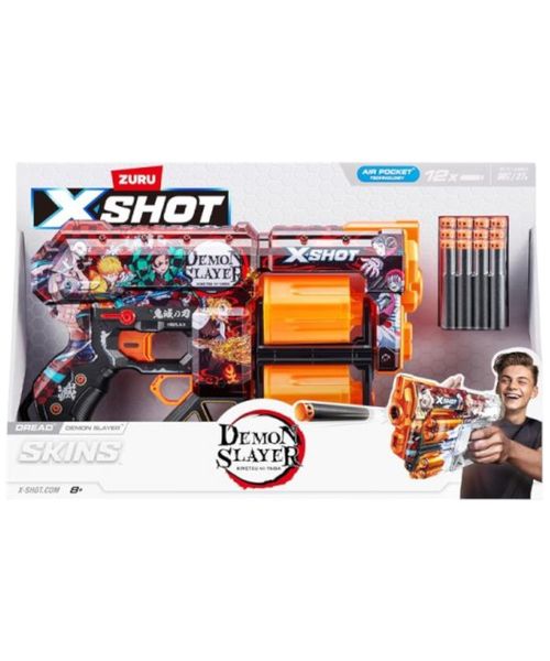 Zuru x-shot Lanzador skins Demon Slayer 12 dardos con cilindro giratorio