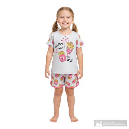 Pijama de 2 piezas multicolor con estampado para niña