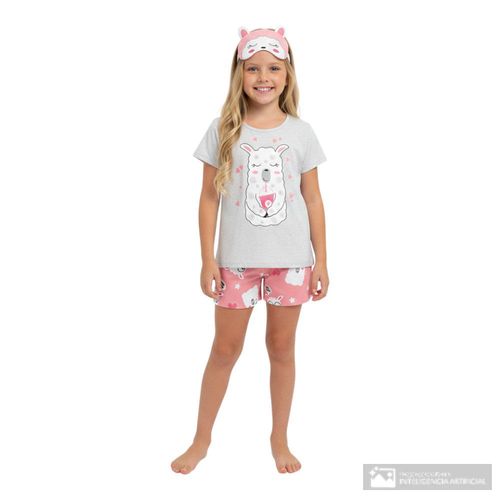 Pijama de 3 piezas multicolor con estampado para niña