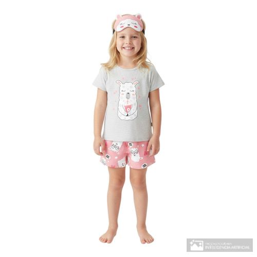 Pijama de 3 piezas multicolor con estampado para niña