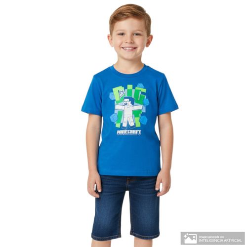Camiseta azul de Minecraft para niño
