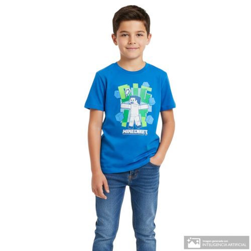 Camiseta azul de Minecraft para niño