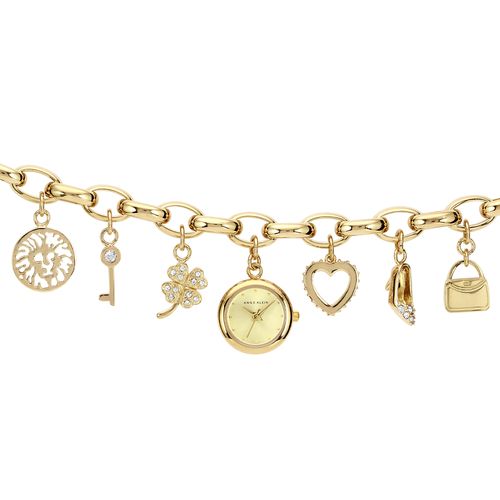 Reloj pulsera Anne Klein con multicharms de metal dorado para mujer