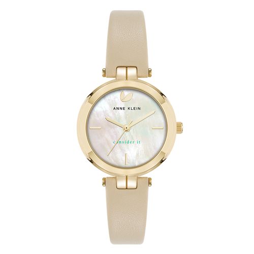Reloj Anne Klein análogo con correa de cuero beige para mujer