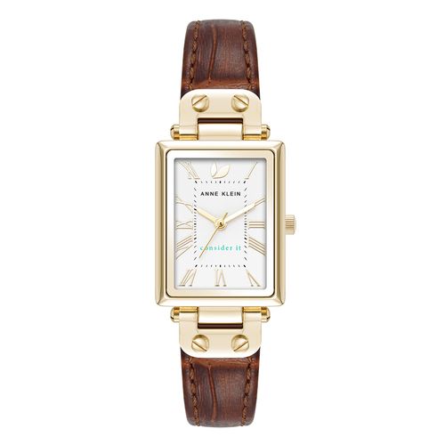 Reloj Anne Klein análogo con correa de cuero café para mujer