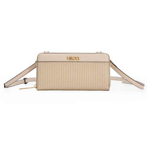 Billetera zip around H&Co color beige para mujer