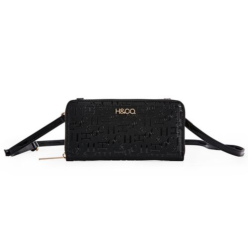 Billetera zip around H&Co color negro para mujer