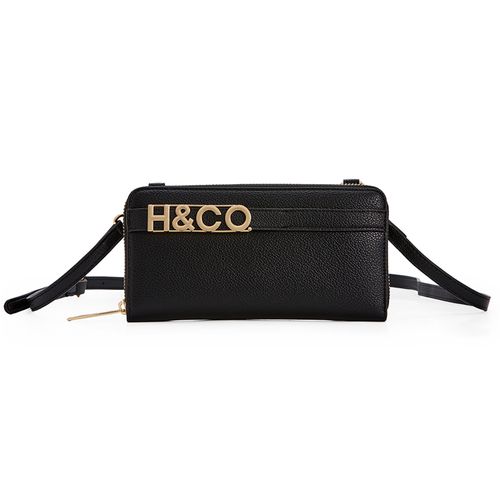 Billetera zip around H&Co color negro para mujer
