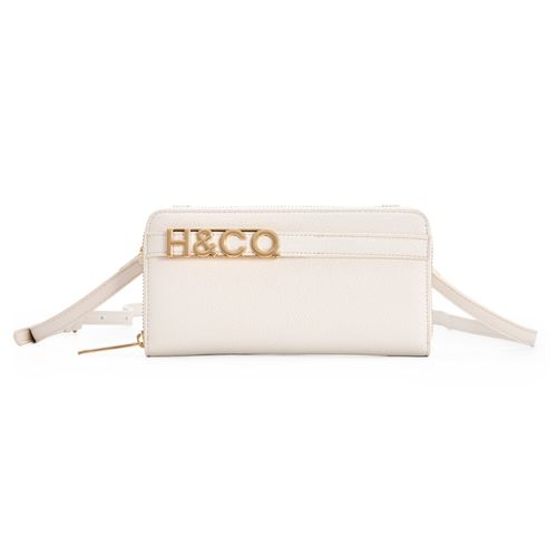 Billetera zip around H&Co color beige para mujer