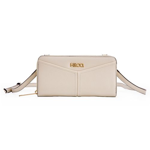 Billetera zip around H&Co color beige para mujer