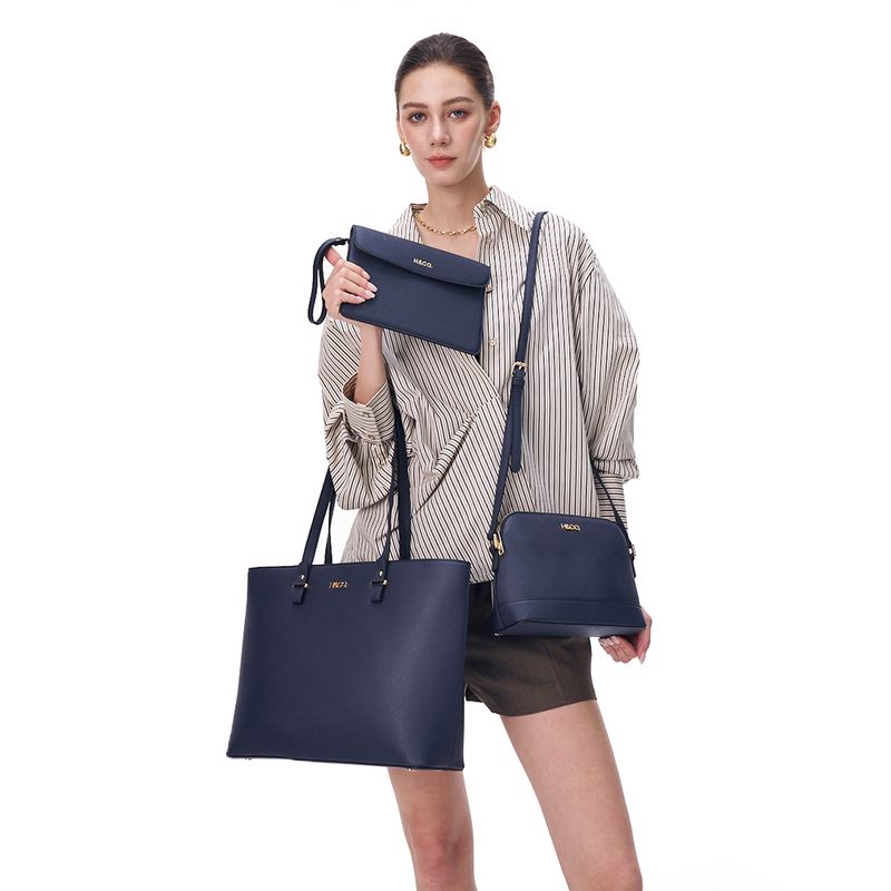 Set de carteras tote/crossbody H&Co Delia color azul para mujer - Siman ...