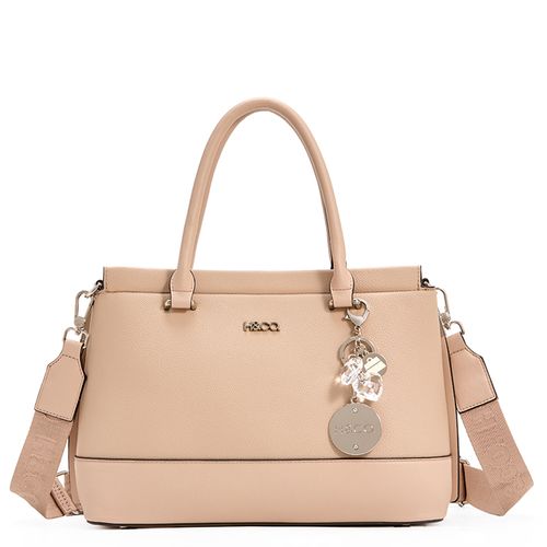 Cartera satchel H&Co Roxane color beige para mujer