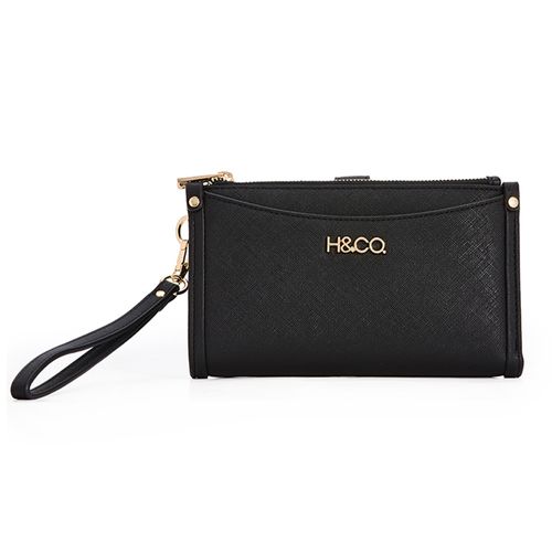 Billetera flap H&Co color negro para mujer