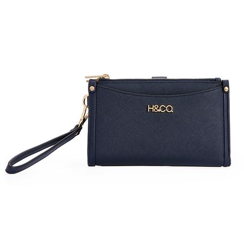 Billetera flap H&Co color azul para mujer