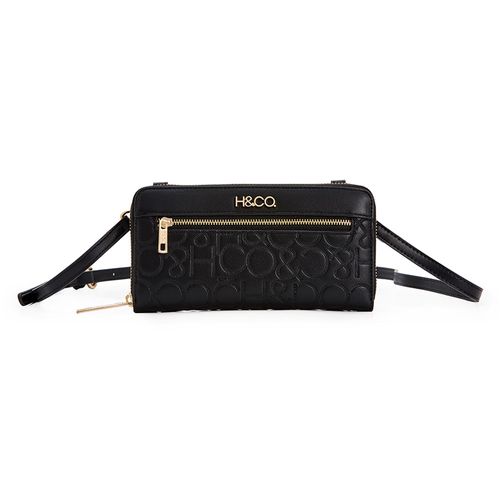 Billetera zip around H&Co color negro para mujer