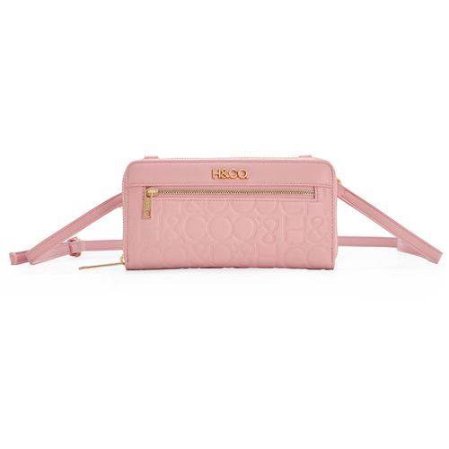 Billetera zip around H&Co color rosa para mujer