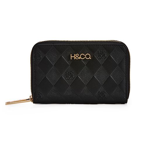 Billetera zip around H&Co color negro para mujer
