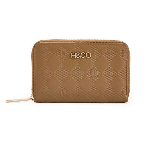 Billetera zip around H&Co color café para mujer