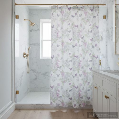 Cortina de poliéster estampada para baño 178x183 cm