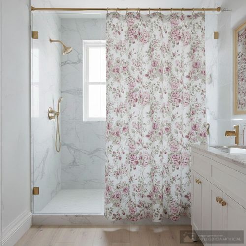 Cortina de poliéster estampada para baño 178x183 cm