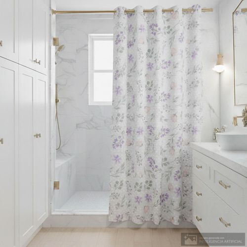 Cortina de poliéster estampada para baño 178x183 cm