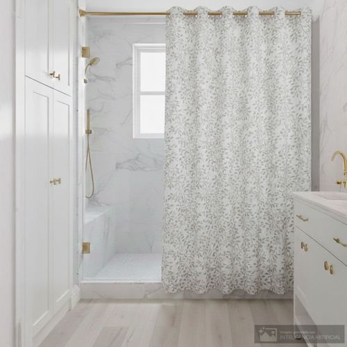 Cortina de poliéster estampada para baño 178x183 cm