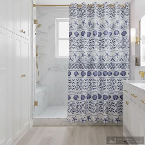 Cortina de poliéster estampada para baño 178x183 cm