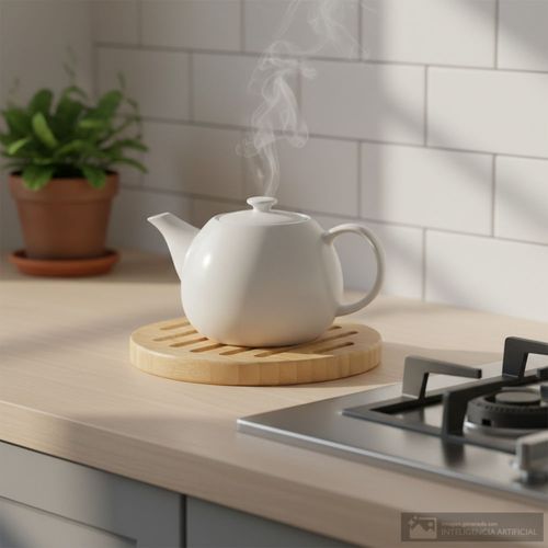 Porta caliente redondo de bambú 17 cm