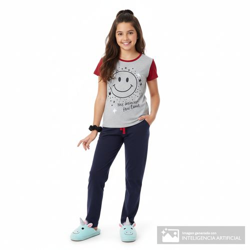 Pijama de 3 piezas multicolor con estampado para niña