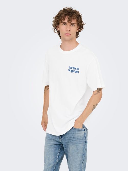 Camiseta Only and Sons relaxed fit blanca con estampado "eastend originals" para hombre