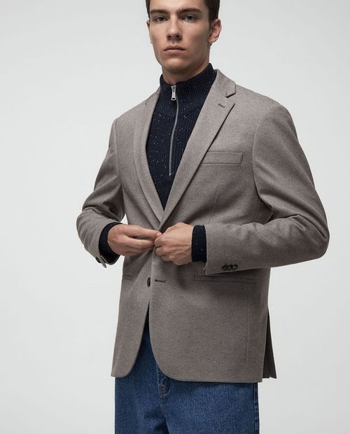 Blazer casual Sfera café claro heather texturizado para hombre