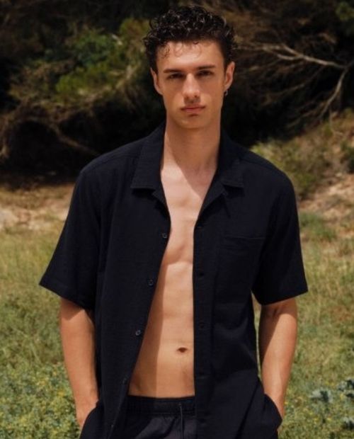 Camisa casual Sfera azul navy con textura para hombre