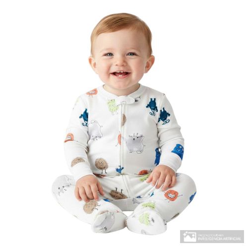 Pijama blanca con estampado para bebé niño