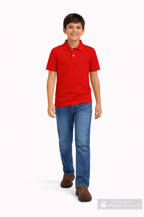 Camisa tipo polo roja para niño