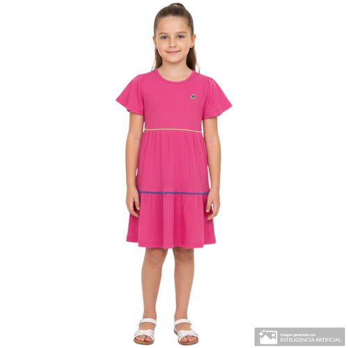 Vestido rosado acanalado para niña