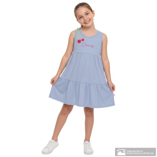 Vestido azul estampado para niña