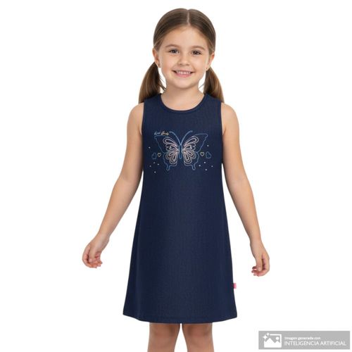 Vestido azul bordado para niña