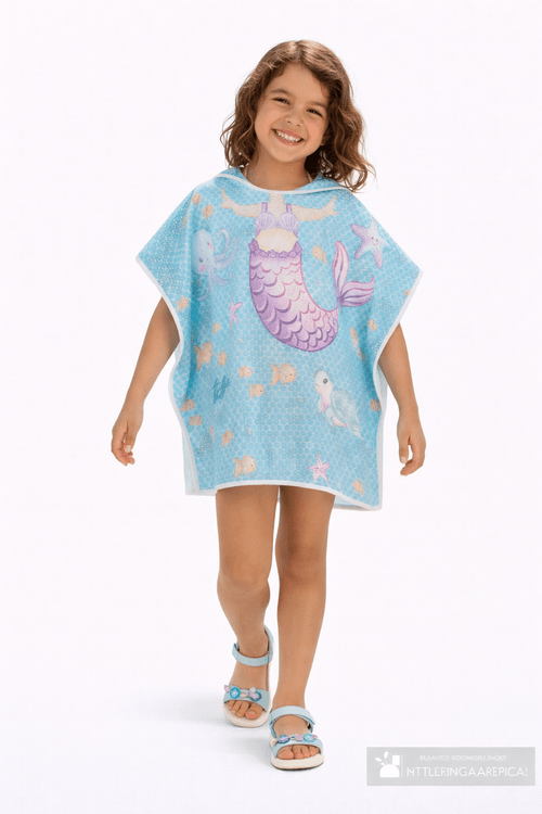 Salida de baño celeste estampado para niña