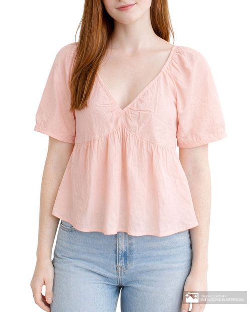Blusa Orange peplum rosada manga corta para mujer