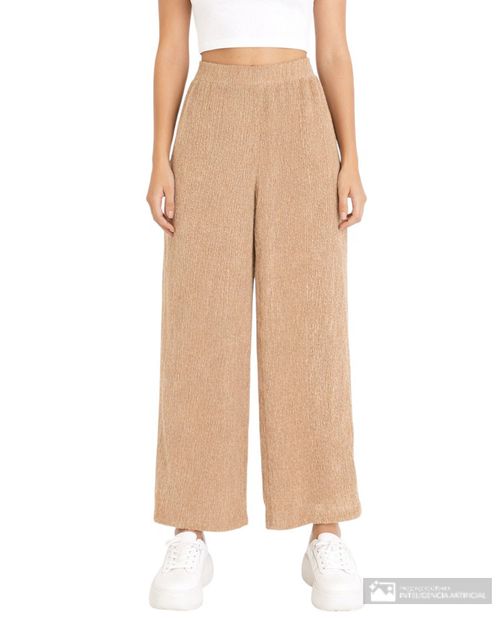 Pantalón Orange palazzo beige de cintura alta para mujer