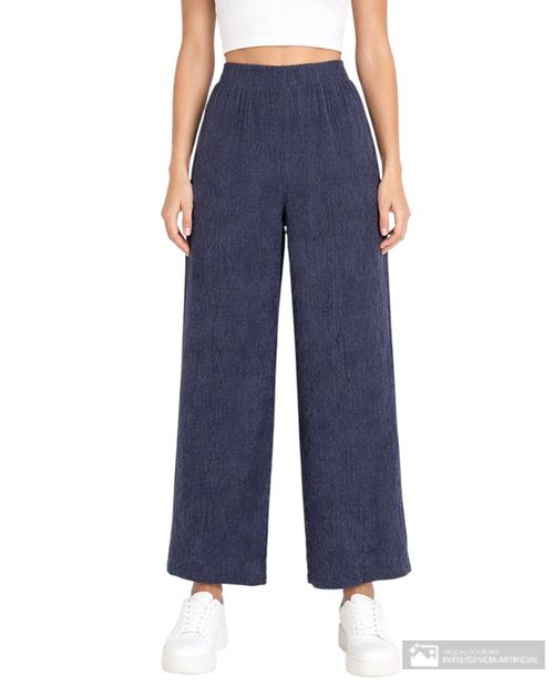 Pantalón Orange palazzo azul de cintura alta para mujer