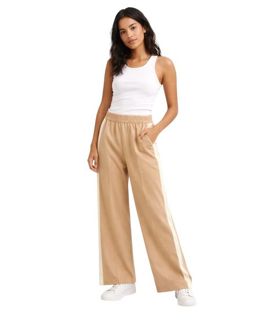 Pantalón Orange pull on beige de cintura alta para mujer