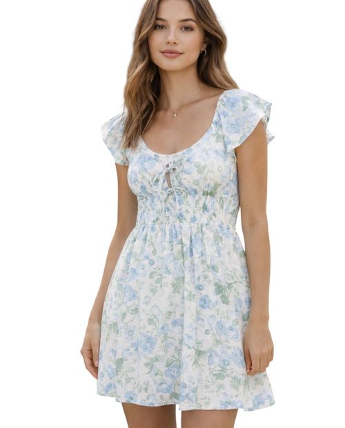 Vestido Orange casual estampado manga corta para mujer