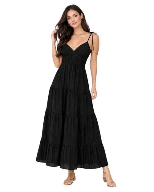 Vestido Orange maxi negro de tirantes para mujer