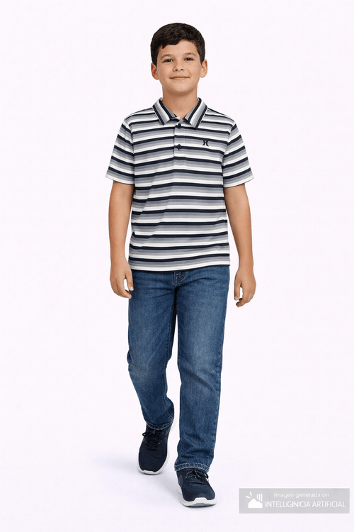 Camisa bicolor rayada para niño