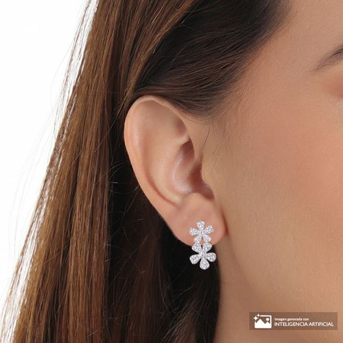 Aretes florales de plata para mujer