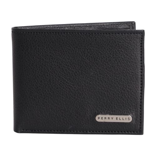 Billetera bifold Perry Ellis negra sólida para hombre