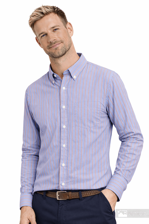 Camisa casual Gents azul rayada para hombre