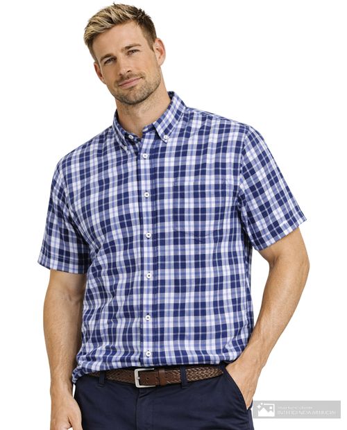 Camisa casual Gents azul cuadriculada para hombre