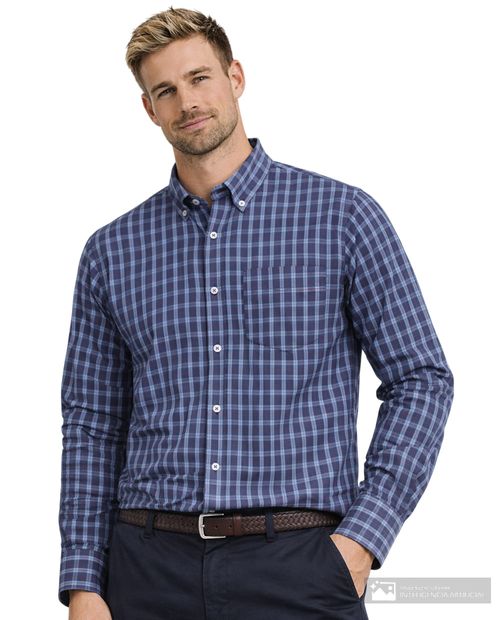 Camisa casual Gents azul navy cuadriculada para hombre